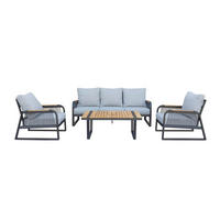 GARTENLOUNGE Aluminium MARABA - Für 5 Personen - Schwarz, Kunststoff/Metall - Home Deluxe