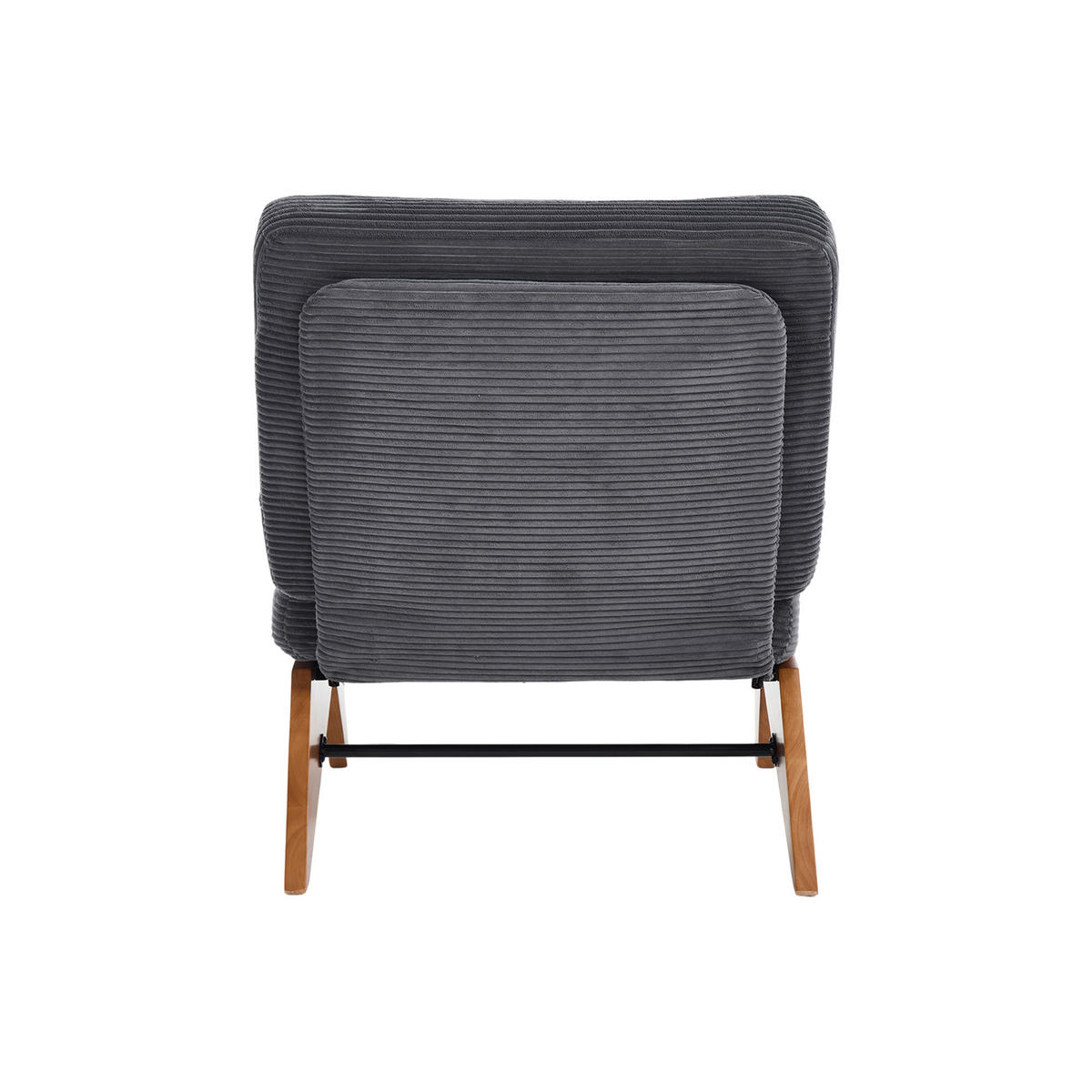 SESSEL Cord Dunkelgrau mit verstellbarer Rückenlehne und mit Lendenkissen - Dunkelgrau, Holzwerkstoff/Textil (73/90/127cm) - WISHDOR