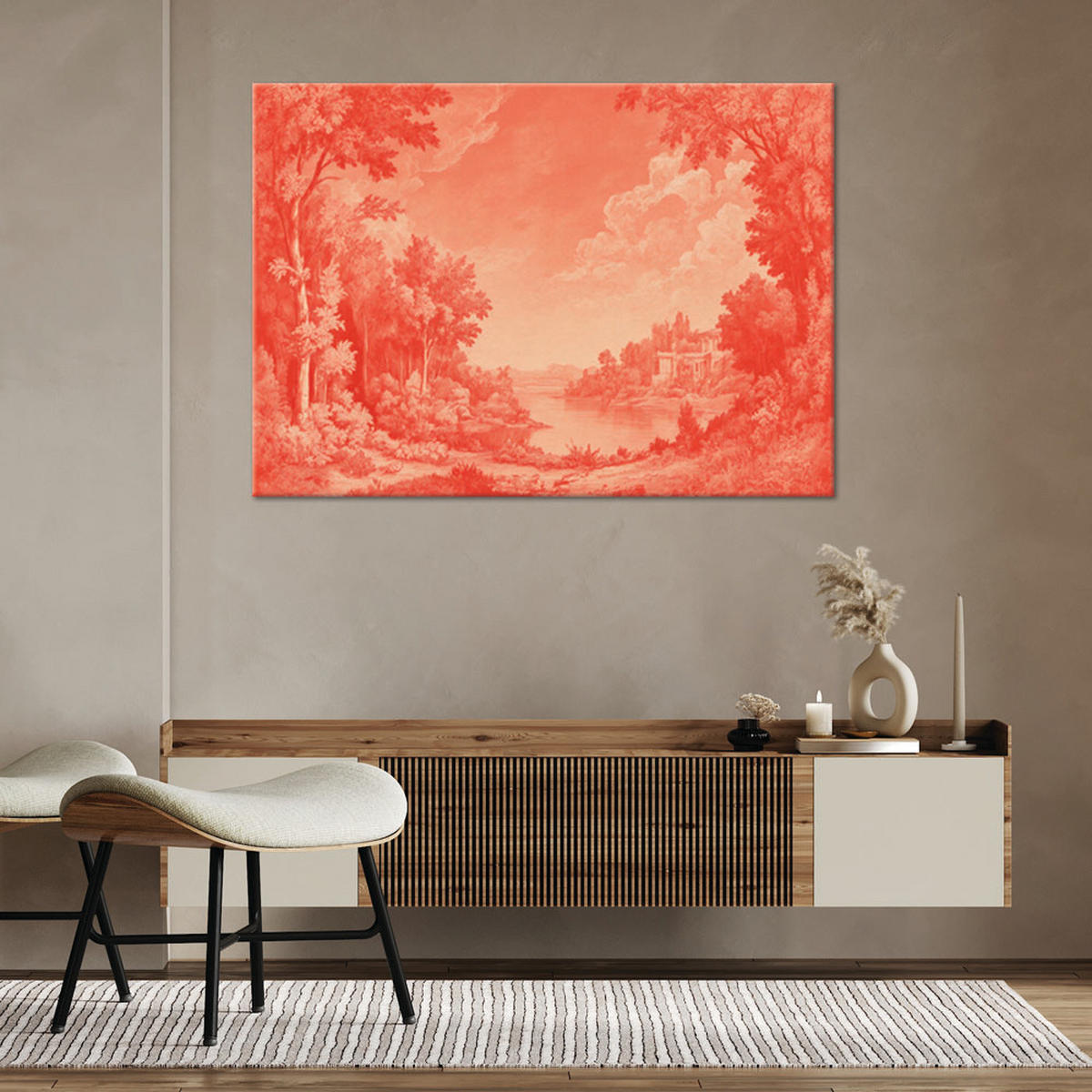 WANDBILD rote landschaft natur - Rot, Textil (60/40cm) - Feeby