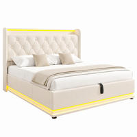 POLSTERBETT mit LED und Stauraum 160x200 cm PU Weiß inkl. Matratze - Weiß, Metall (160/200cm) - Meubliv