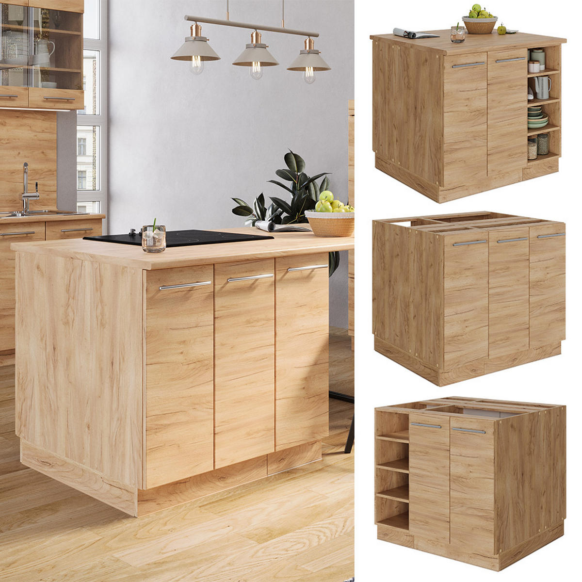 KUCHYŇSKÝ OSTROV Fame-Line Zlatý mocný dub - medově dubová, kompozitní dřevo (90/82/60cm) - Vicco