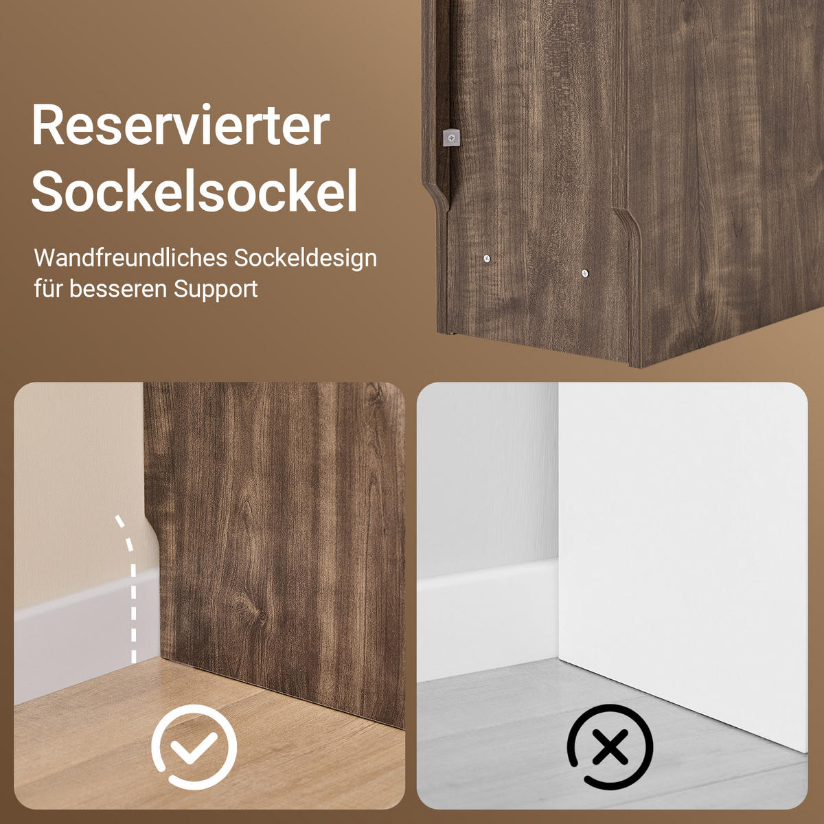 NACHTTISCH schmal, 20x35x60 cm, Braun - Braun, Holzwerkstoff (20/60/35cm) - SoBuy