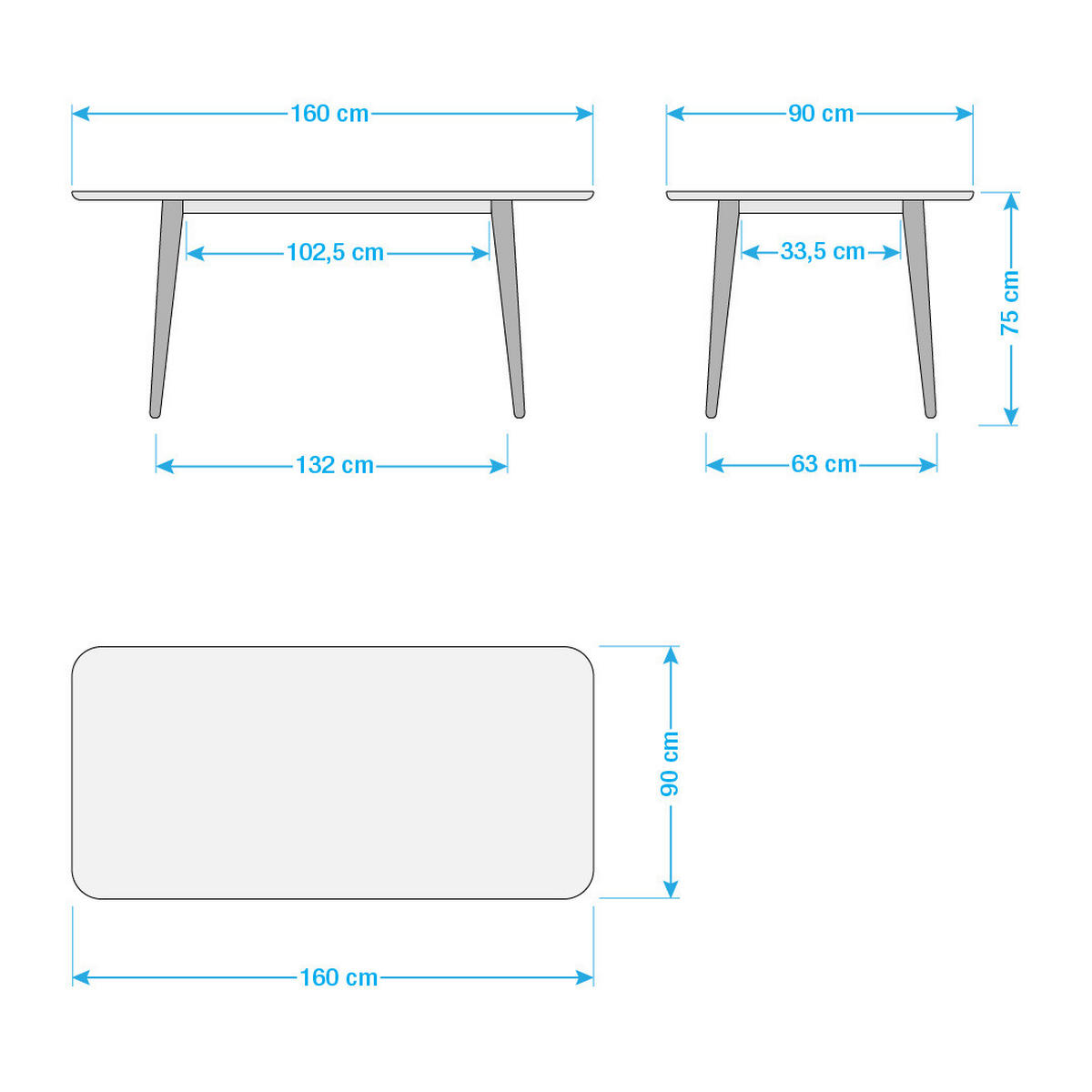 ESSTISCH - Eiche teilmassiv / Linoleum - Eichefarben/Olivgrün, Holzwerkstoff (90/160/75cm) - home24