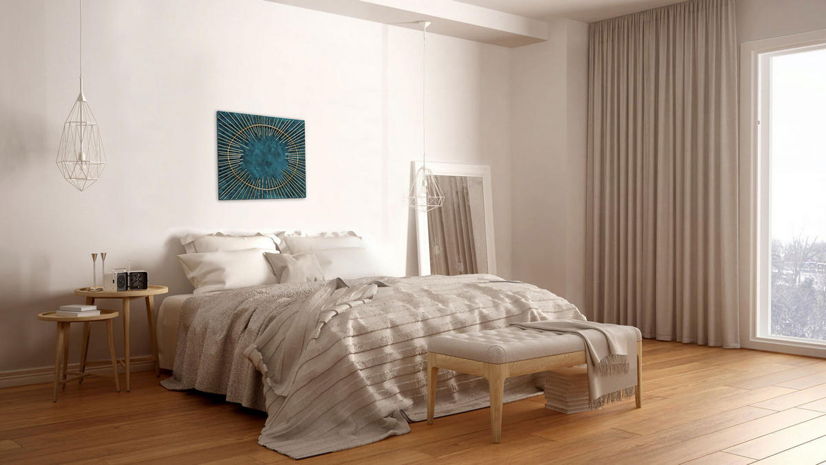WANDDEKO Blau 60/60 cm - Blau, Metall (3/60/3cm) - KUNSTLOFT