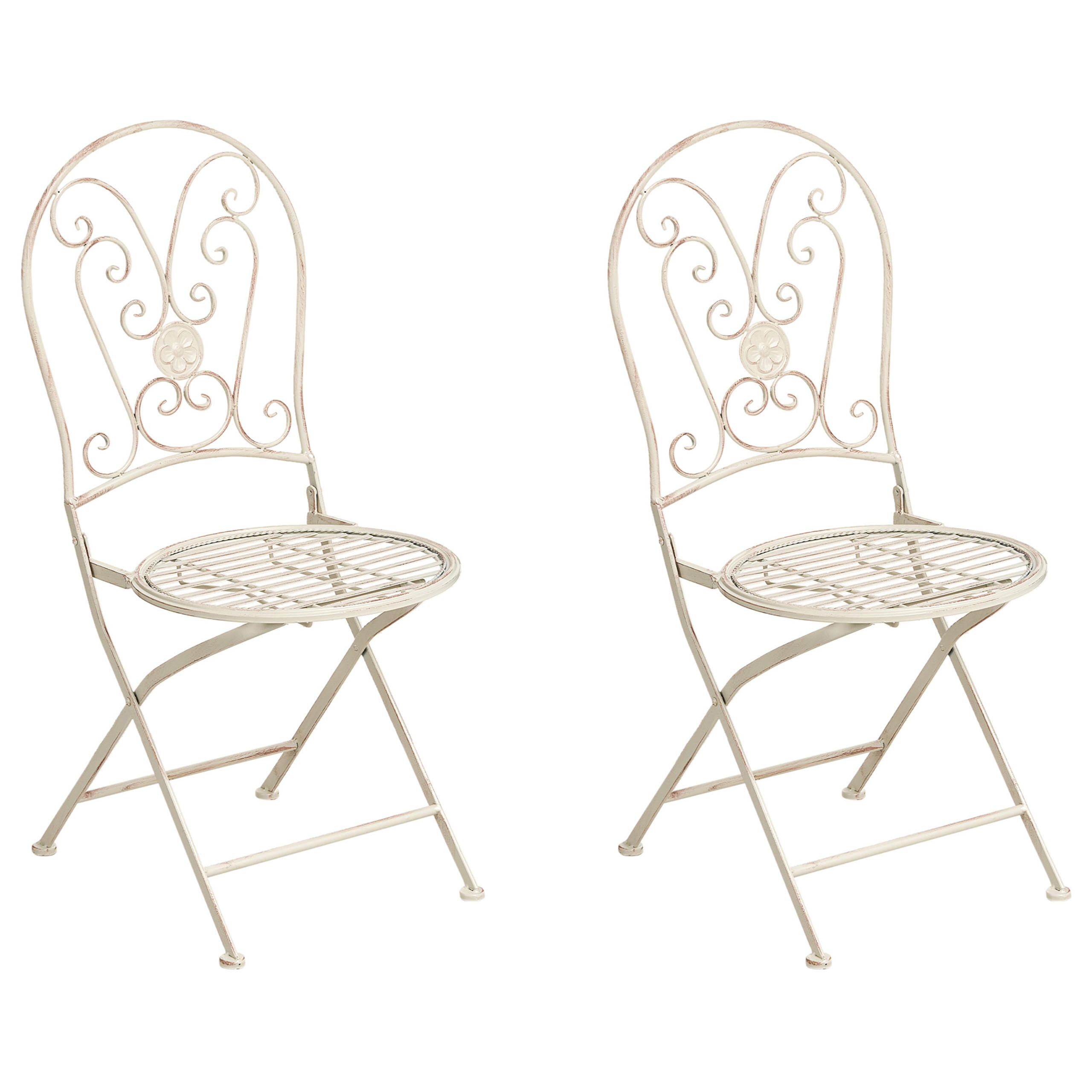 GARTENSTUHL 2er-Set Hellbeige Coggia - Beige, Metall (40/95/47cm) - Beliani