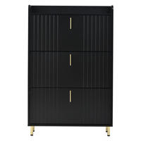 SCHUHSCHRANK schwarz schmal klappfächer - Schwarz, Holzwerkstoff (80/123.5/23.5cm) - Urban Meuble