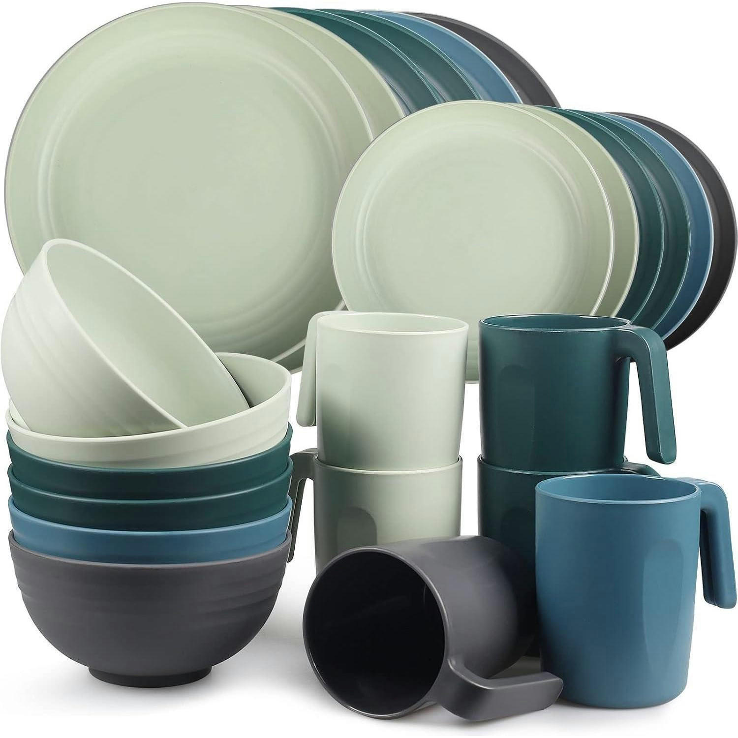 GESCHIRRSET 24-teiliges Set Kunststoff unzerbrechlich für 6 Personen - Multicolor, Kunststoff (25.3/18.4/25.3cm)