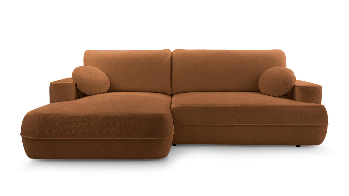 ECKCOUCH L Form Peoni Schwarz 267/168/87 cm mit Schlaffunktion L - Dunkelorange/Schwarz, Kunststoff/Textil (168/267cm) - AX Living
