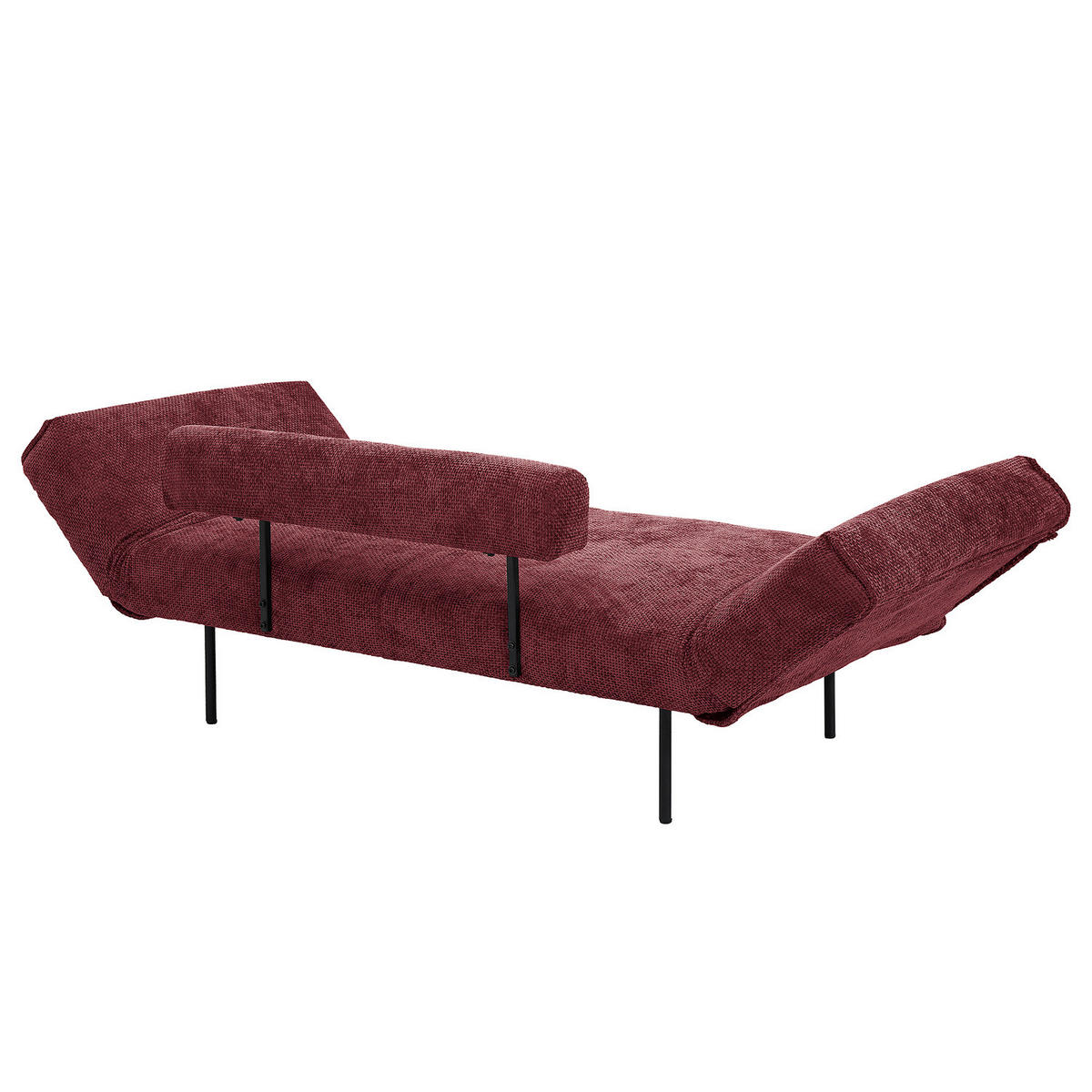 SCHLAFSOFA - Chenille - Beere/Schwarz, Textil/Metall (181/70/75cm) - home24