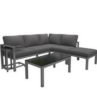 GARTENLOUNGE-SET 115/60/62 cm mit 2 Zweisitzern, Sessel, Tisch und Beistelltisch aus verzinktem Eisen, Grau - Grau, Metall - Redom