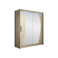 SCHWEBETÜRENSCHRANK Westa X, mit RGB LED Beleuchtung - Silberfarben/Sonoma Eiche, Holzwerkstoff/Metall (150/200/58cm) - MIRJAN24