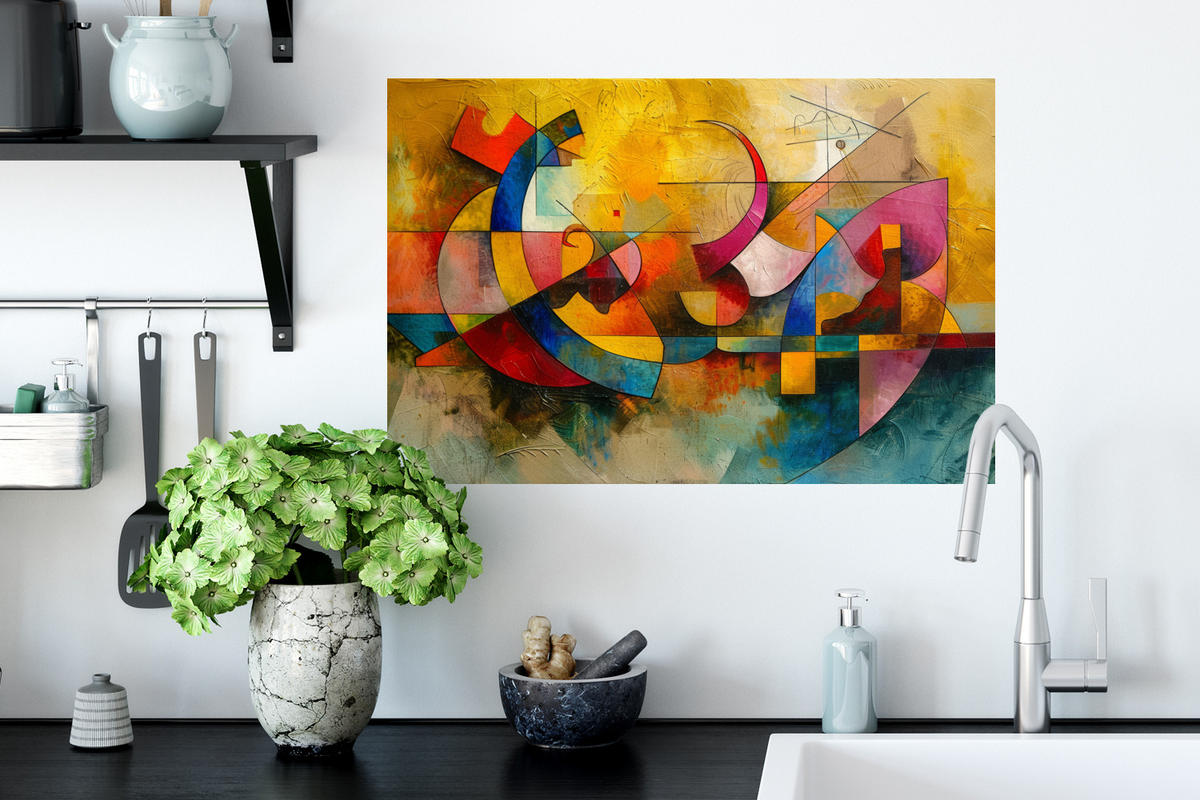 WANDTATTOO Kunst - Abstrakt - Modern 60x40 cm - Gelb, Kunststoff (60/40/0.1cm) - MuchoWow