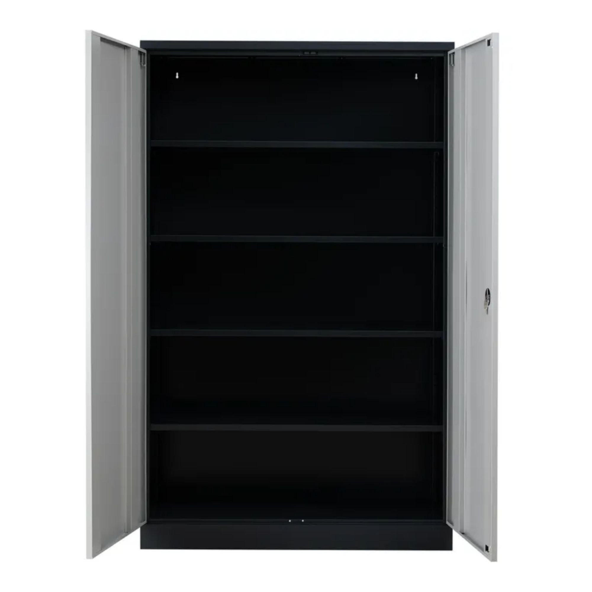STAHLSCHRANK Bee mit 6 lackierten Fachböden 195x92x50 cm Korpusfarbe Anthrazit Frontfarbe Lichtgrau - Hellgrau, Metall (92/195/50cm)
