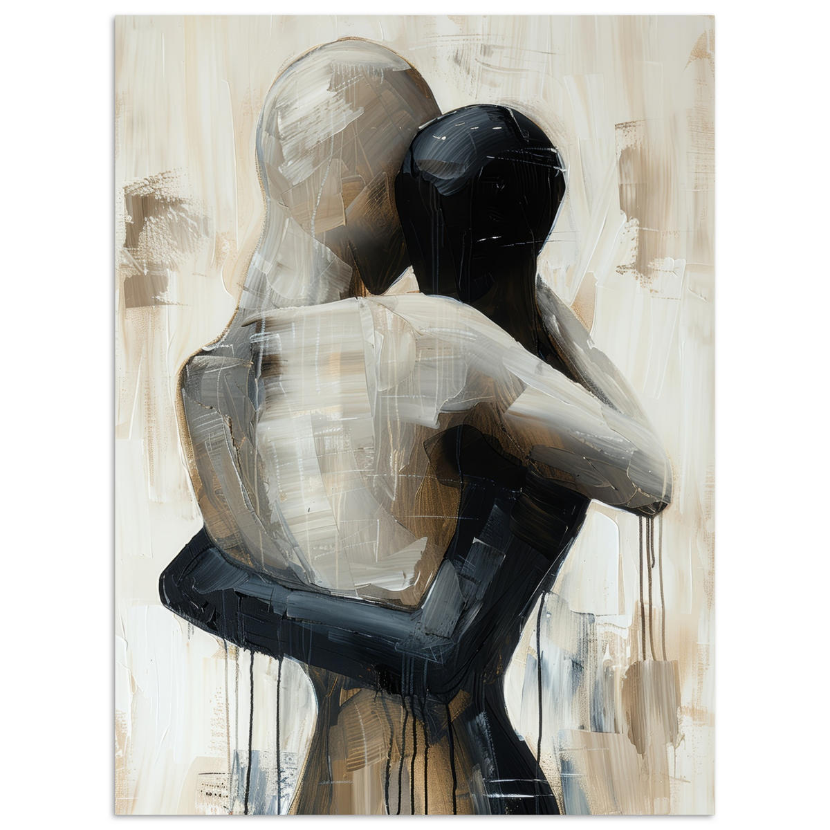 POSTER Abstrakt - Liebe - Schwarz und weiß - Modern 30x40 cm - Schwarz, Papier (30/40/0.1cm) - MuchoWow