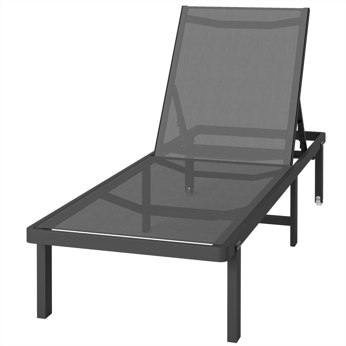 SONNENLIEGE DE-15696 mit Rollen Dunkelgrau - Dunkelgrau, Metall (62/88/190cm) - ComfortXL