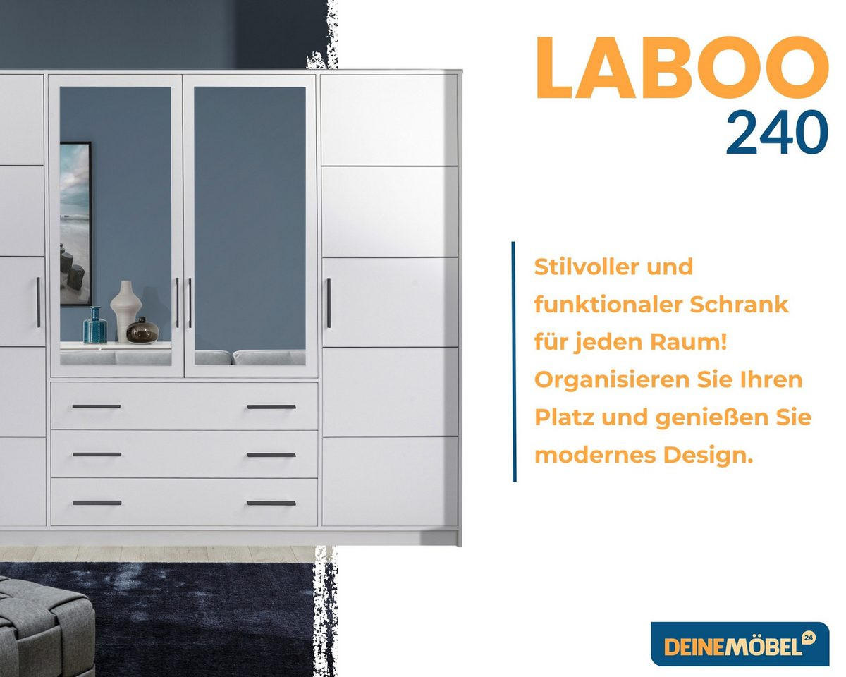 DREHTÜRENSCHRANK LABOO 240/200/58 cm in Weiß - Weiß, Holzwerkstoff (240/200/58cm) - Deine Möbel 24
