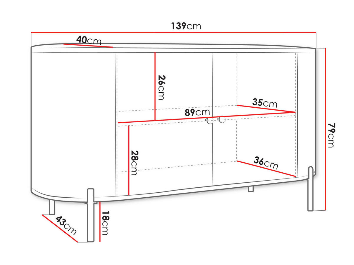 KOMMODE Sepiroz 140 2D - Sandfarben/Goldfarben, Holzwerkstoff/Metall (139/79/43cm) - MIRJAN24