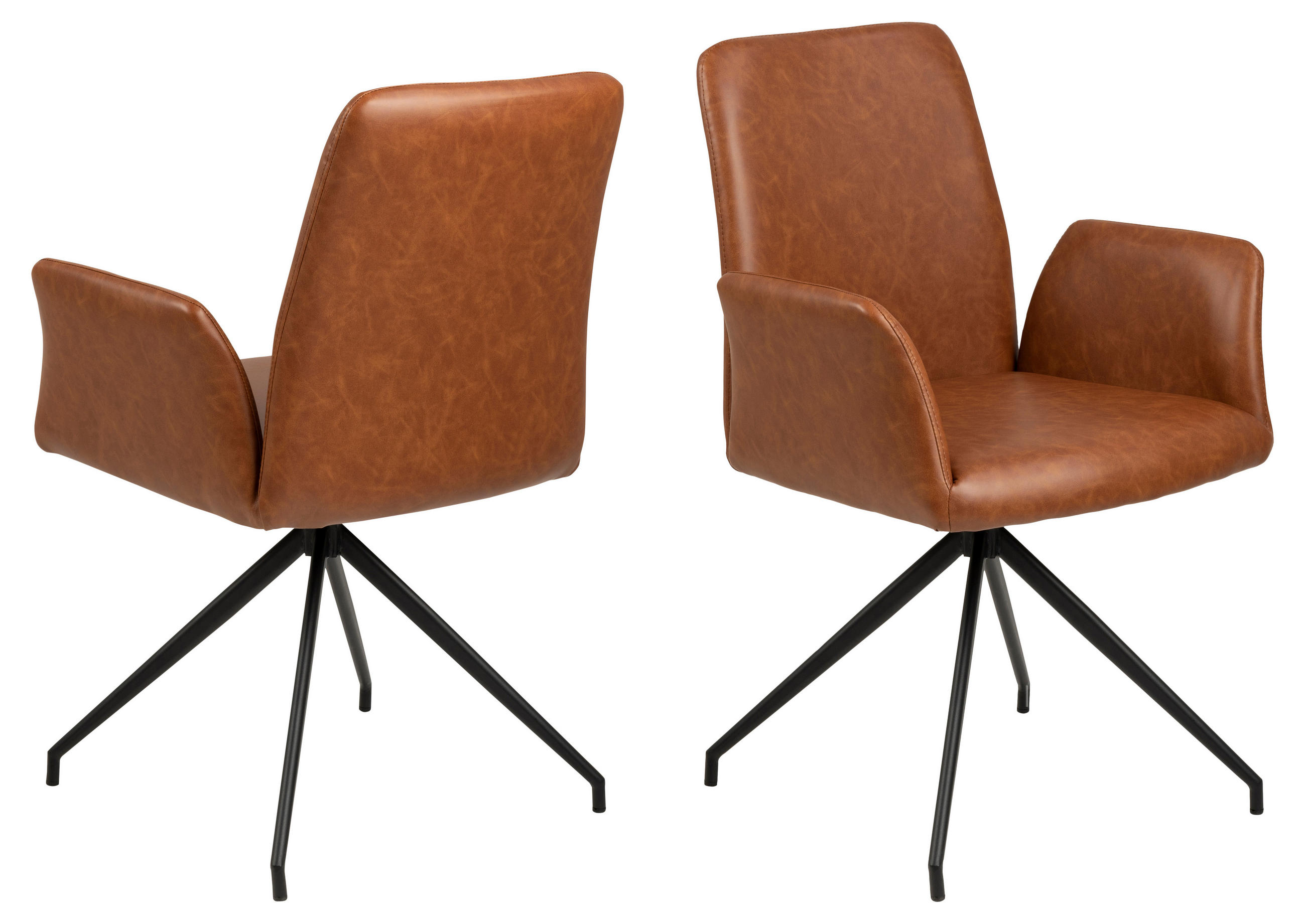 ARMLEHNSTUHL cognac Kunstleder, Metall schwarz - Braun, Holzwerkstoff (56/88/54cm) - ebuy24