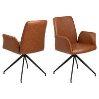 ARMLEHNSTUHL cognac Kunstleder, Metall schwarz - Braun, Holzwerkstoff (56/88/54cm) - ebuy24