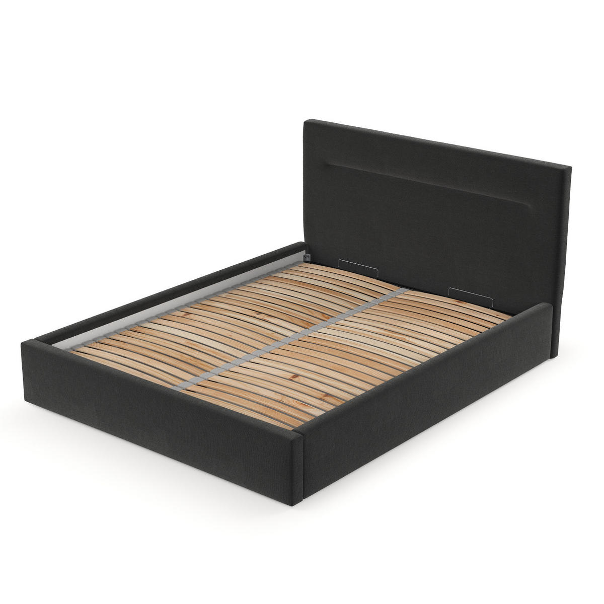 POLSTERBETT Liline 160/200 cm Schwarz im Asti Stoff - Schwarz/Naturfarben, Holz/Holzwerkstoff (160/200cm) - AltaBeds