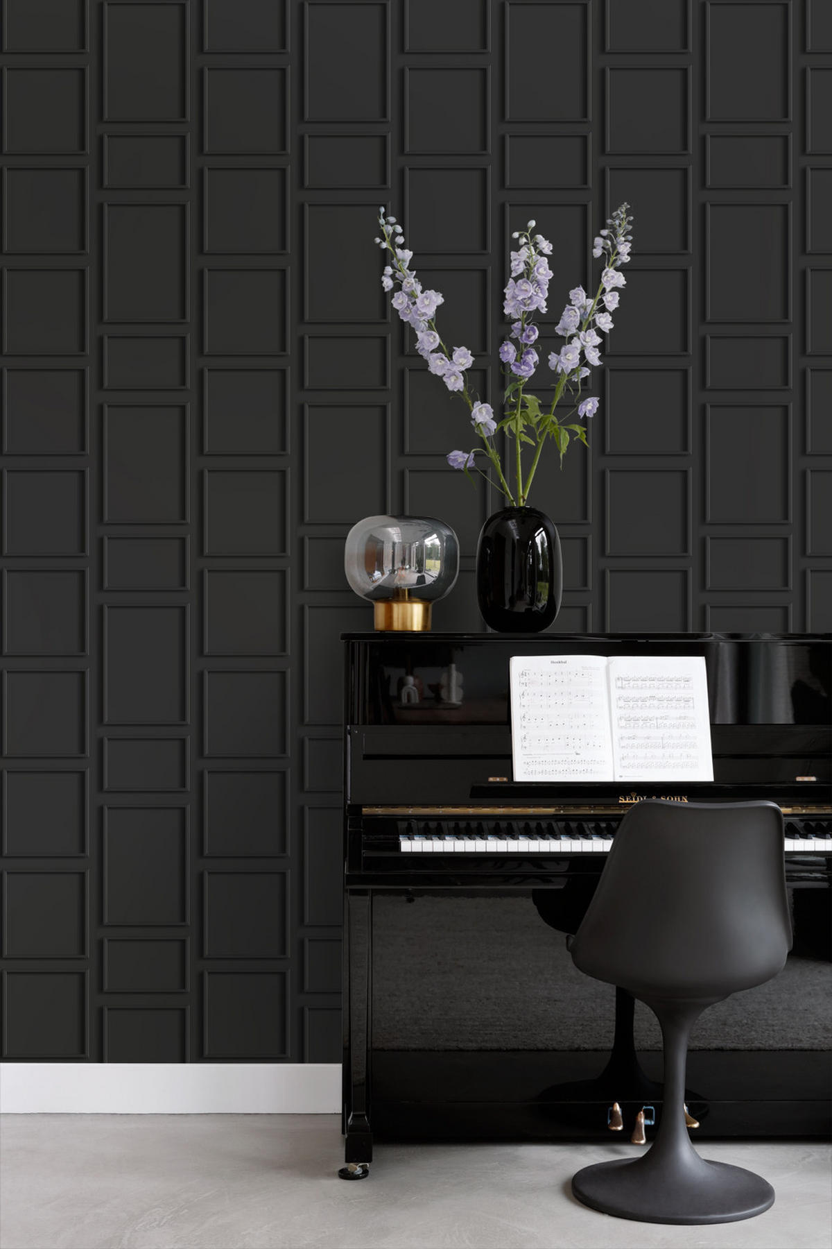 TAPETE Holzwandverkleidung 53 cm x 10.05 m - Schwarz, Papier (53/1000cm) - Origin Wallcoverings