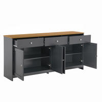 SIDEBOARD 160/37/75 cm grauschwarz aus MDF mit 3 Schubladen - Schwarz, Holzwerkstoff (160/75/37cm) - OKWISH