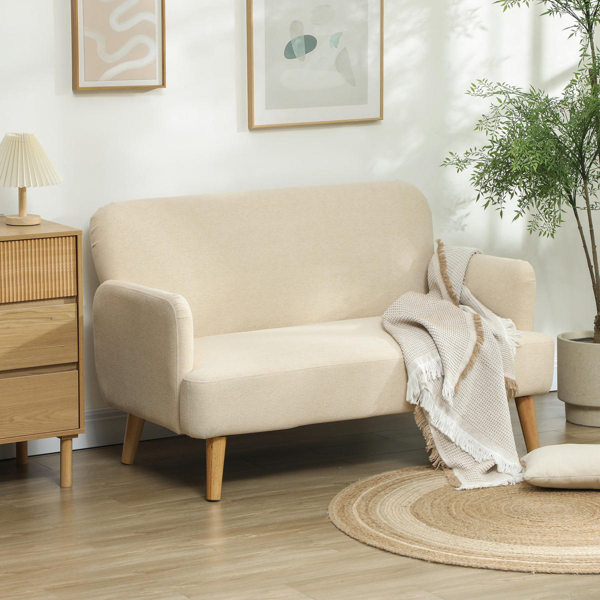 2-SITZER Sofa Creme 130.0/74.0/79.0 cm - Creme, Textil (74/79/130cm)