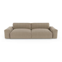 SOFA 3-SITZER Rastergewebe mit weichem Griff Taupe 220cm - Taupe, Textil (220/47/120cm) - Sia Home