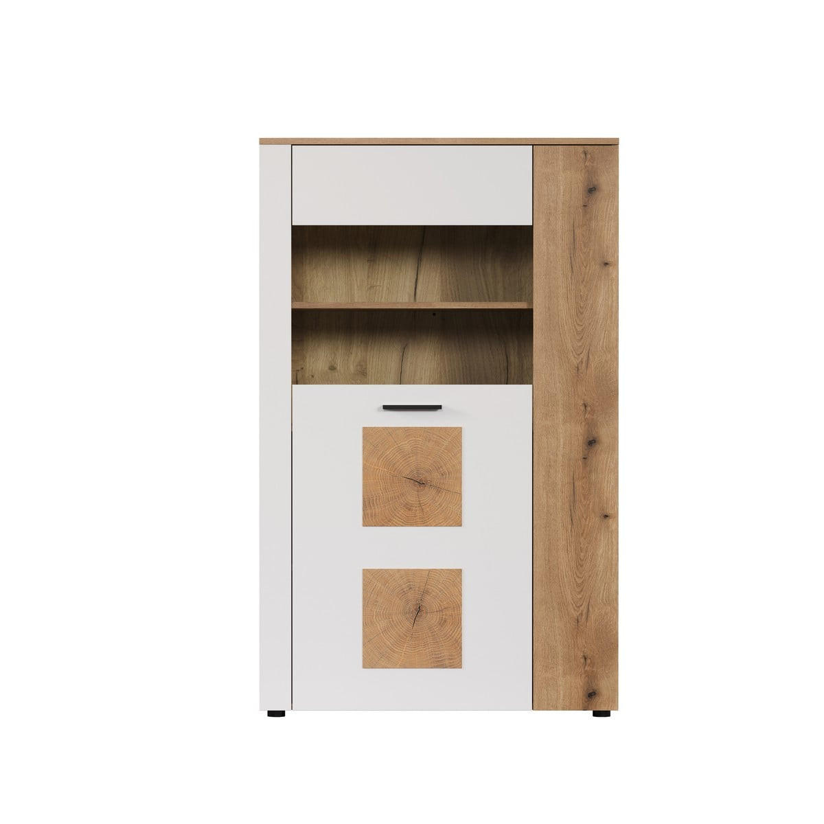 VITRINE mit 2 türen, davon 1 mit gehärtetem glas - vitoria 90/42/146 cm - Weiß, Holzwerkstoff (90/146/42cm) - Trendteam