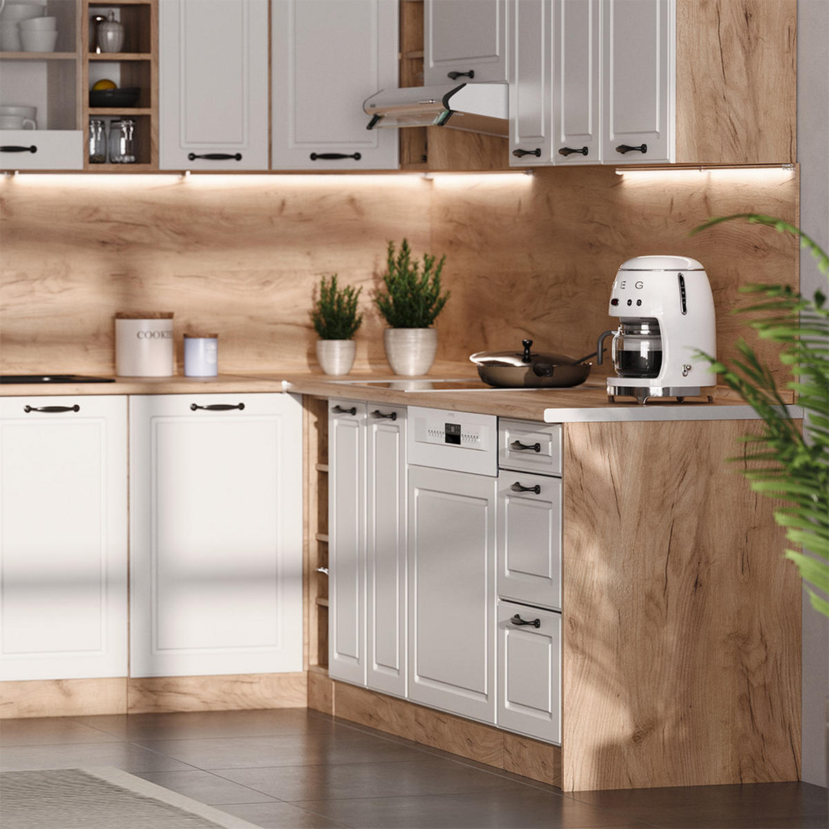 BOČNÍ PANELY PRO SPODNÍ SKŘÍŇKU R-Line Zlatý mocný dub - medově dubová, kompozitní dřevo (57/81.2/1.6cm) - Vicco