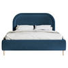 POLSTERBETT Loreo Dunkelblau Samt wasserfest 160x200 cm - Beige/Dunkelblau, Holz/Textil (160/200cm) - Selsey