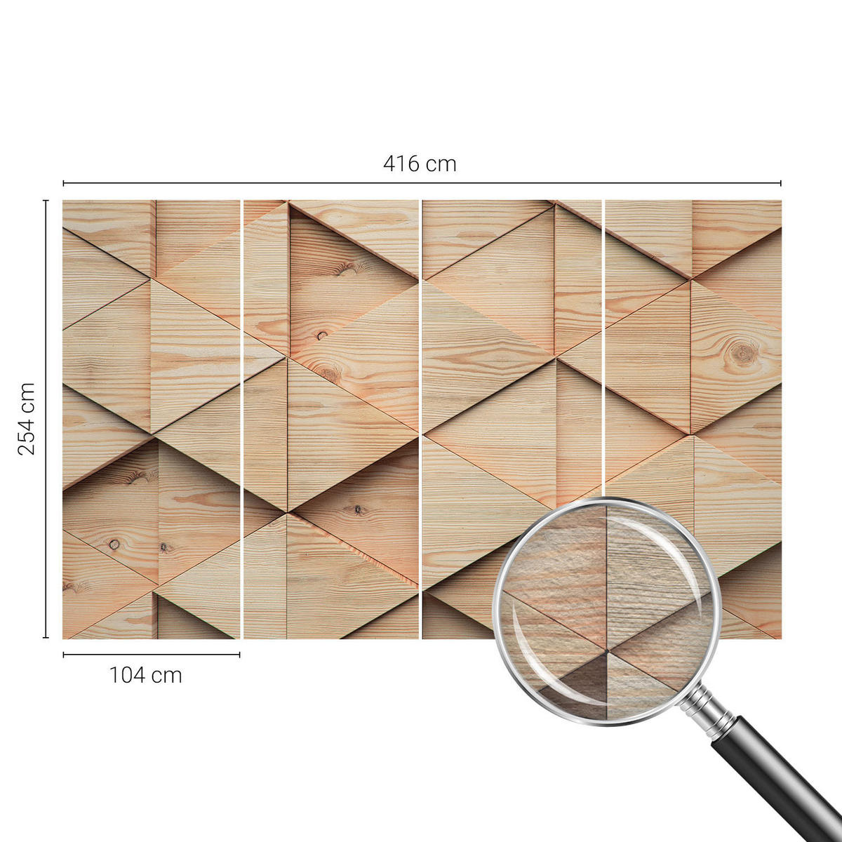 FOTOTAPETE 416x254 cm - Holzmosaik - Beige, Textil (416/254cm) - Wallfluent