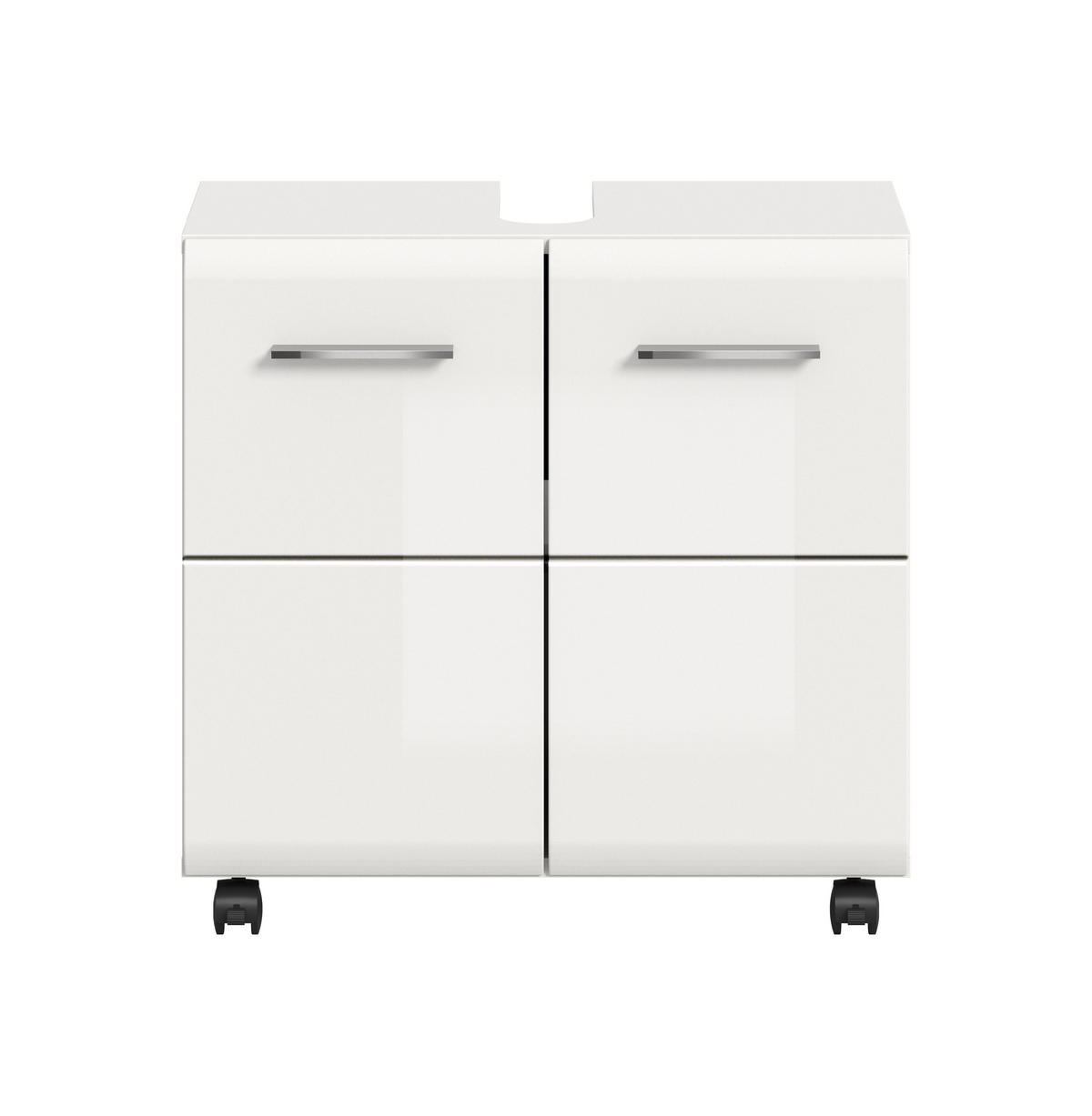 WASCHBECKENUNTERSCHRANK AUF ROLLEN Ice weiß hochglanz 60/30/58 cm - Weiß, Holzwerkstoff (60/58/30cm) - Xonox