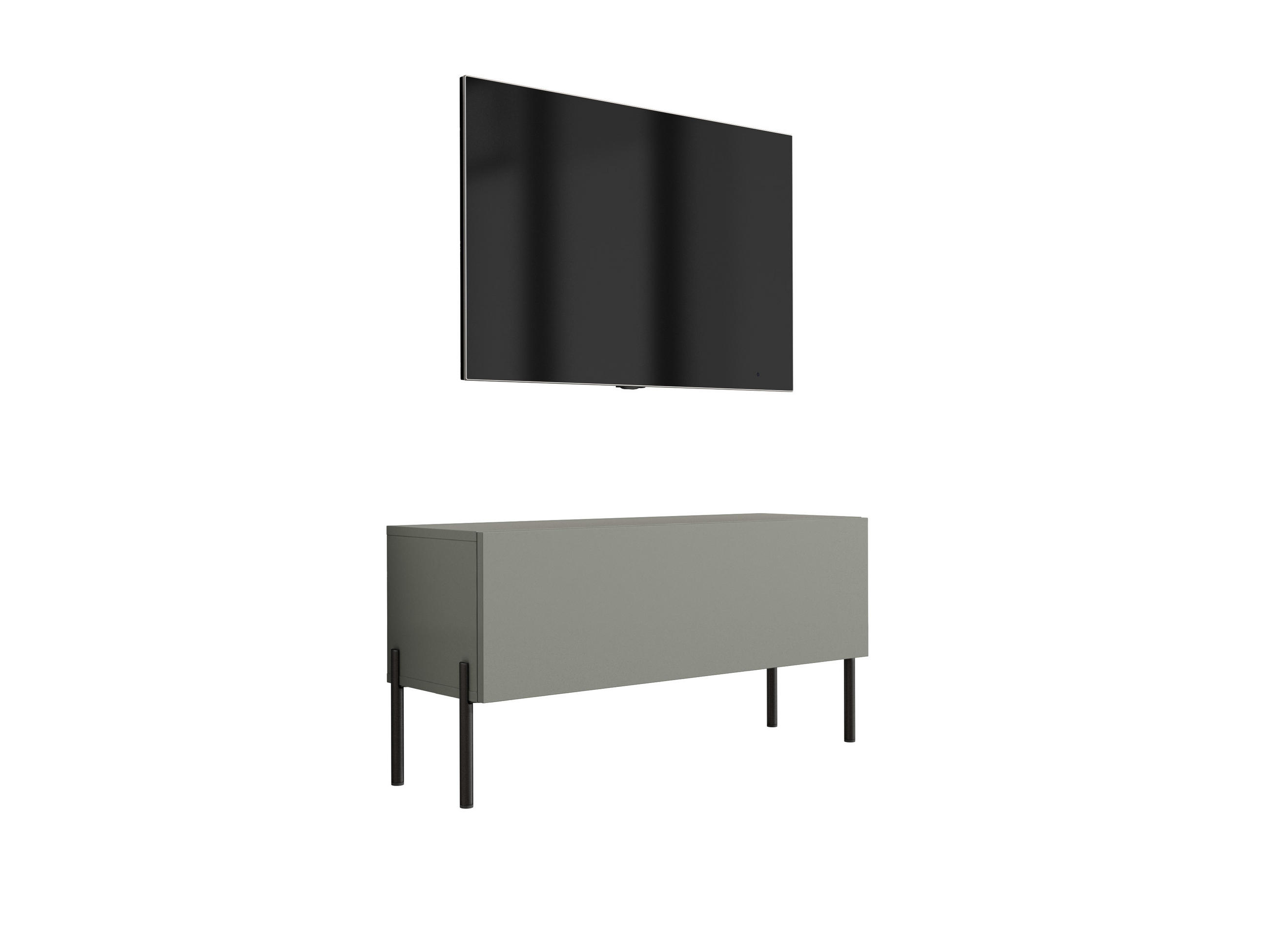 TV-SCHRANK : Aloe, 100 x 52 x 32 cm, schwarze Beine - Schwarz/Grün, Holzwerkstoff/Metall (100/52/32cm) - 3XE LIVING