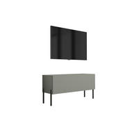 TV-SCHRANK : Aloe, 100 x 52 x 32 cm, schwarze Beine - Schwarz/Grün, Holzwerkstoff/Metall (100/52/32cm) - 3XE LIVING