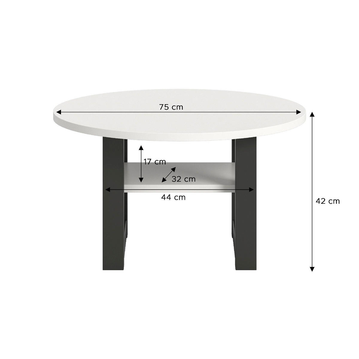 COUCHTISCH Seattle 75/75/42 cm - Schwarz/Weiß, Holzwerkstoff (75/75/42cm) - Xonox