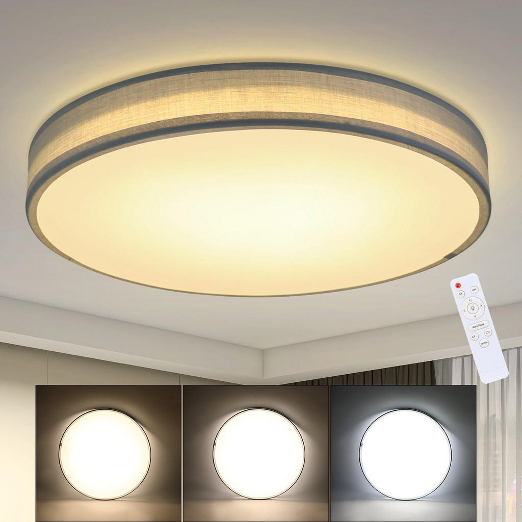 Thumbnail - Nettlife Led-Deckenleuchte, Grün, Textil, 38x6x38 cm, Lampen & Leuchten, Innenbeleuchtung, Deckenleuchten