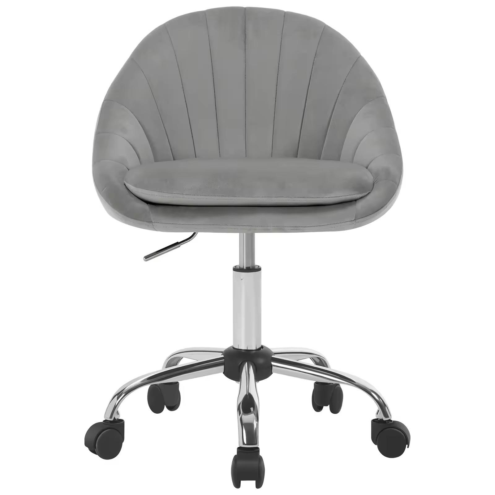 BÜROSTUHL höhenverstellbar drehbar Samt Light Grey - Hellgrau, Metall (52/82/47.5cm) - Meubliv