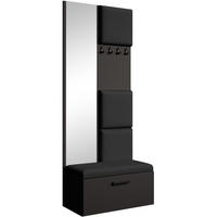 GARDEROBE Margaret III 81/203/43 mit gepolsterten Paneelen - Schwarz, Holzwerkstoff/Kunststoff (81/203/43cm) - Beautysofa
