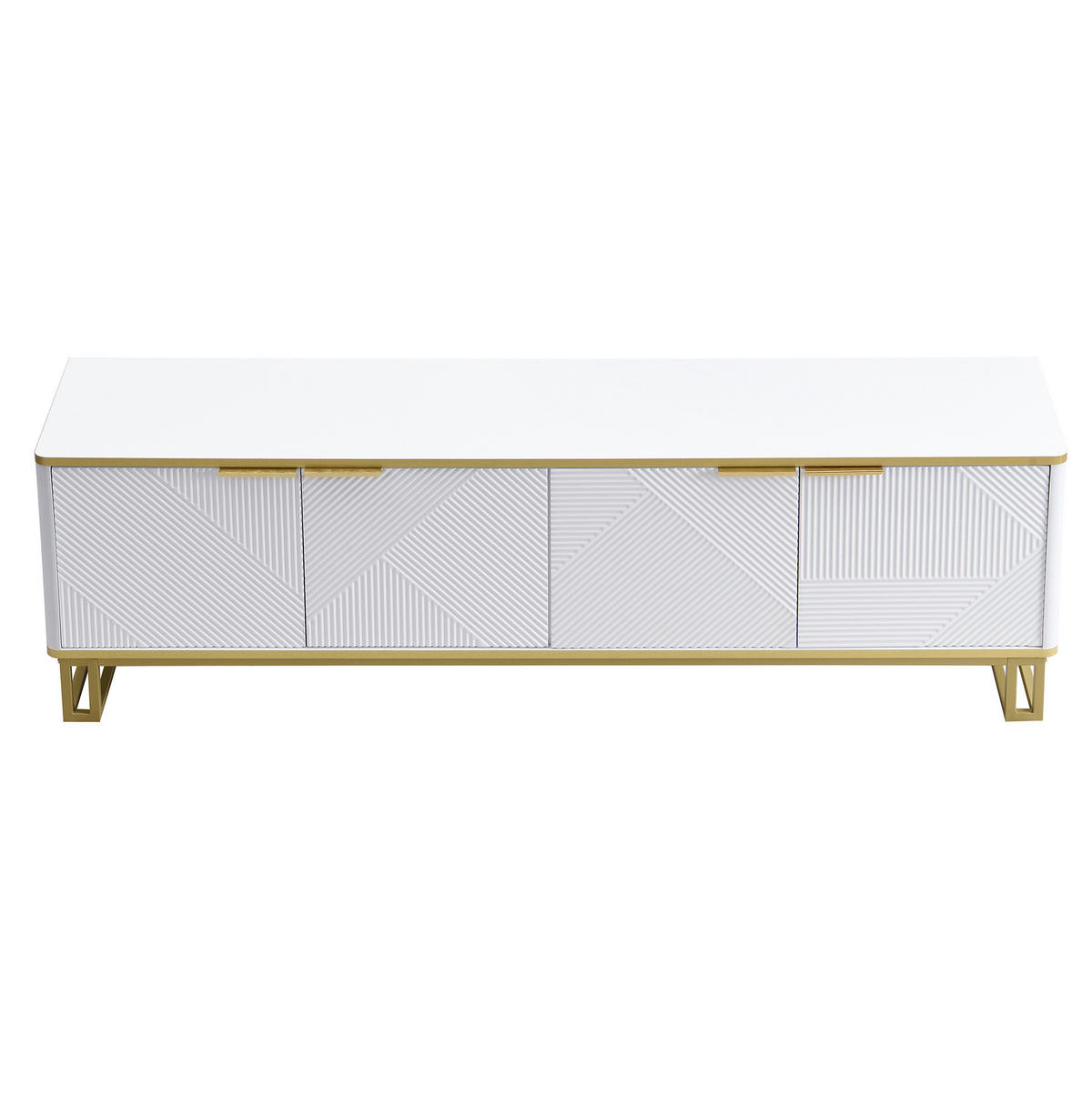 TV-SCHRANK mit 4 Türen 160 x 37,5 x 48 cm Weiß MDF - Weiß, Holzwerkstoff (37.5/48/160cm) - Beauniv