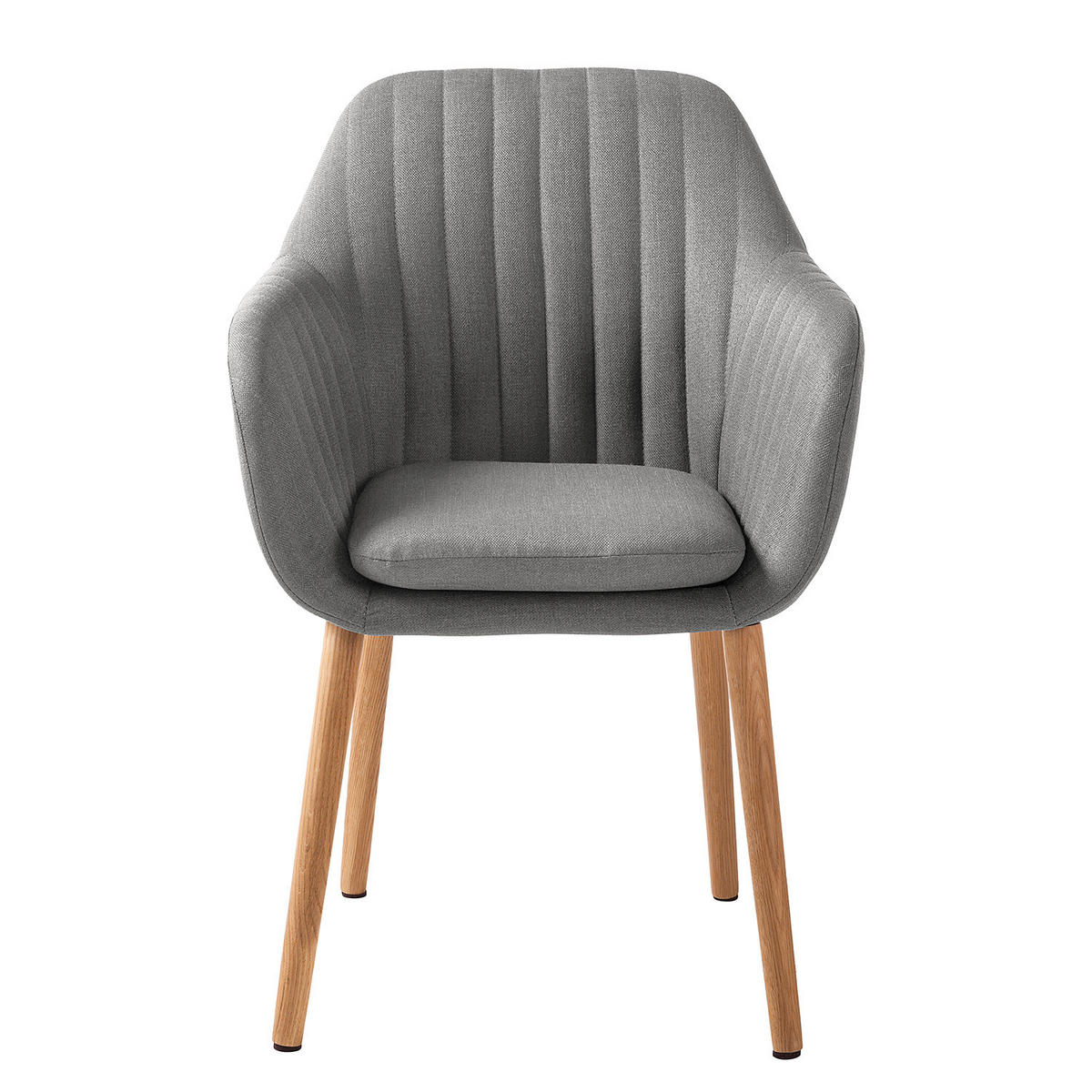 ARMLEHNENSTUHL - Textil / Massivholz - Eichefarben/Grau, Eichenholz/Holz (57/83/61cm) - home24