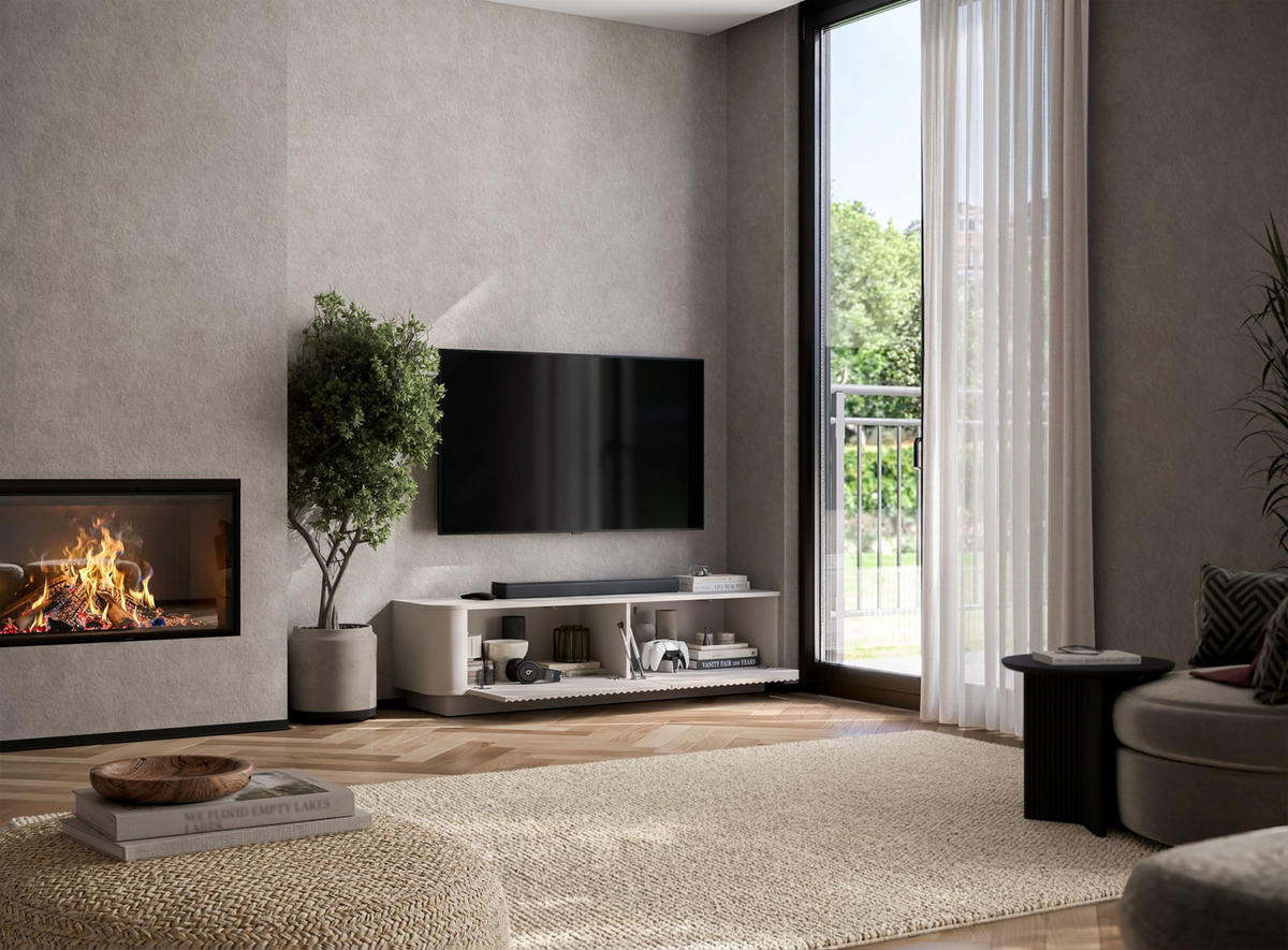 TV stolek Aurora kašmírový matný 140 cm s podstavcem - kašmírová, kompozitní dřevo (140/37/35cm) - Meble Lindner