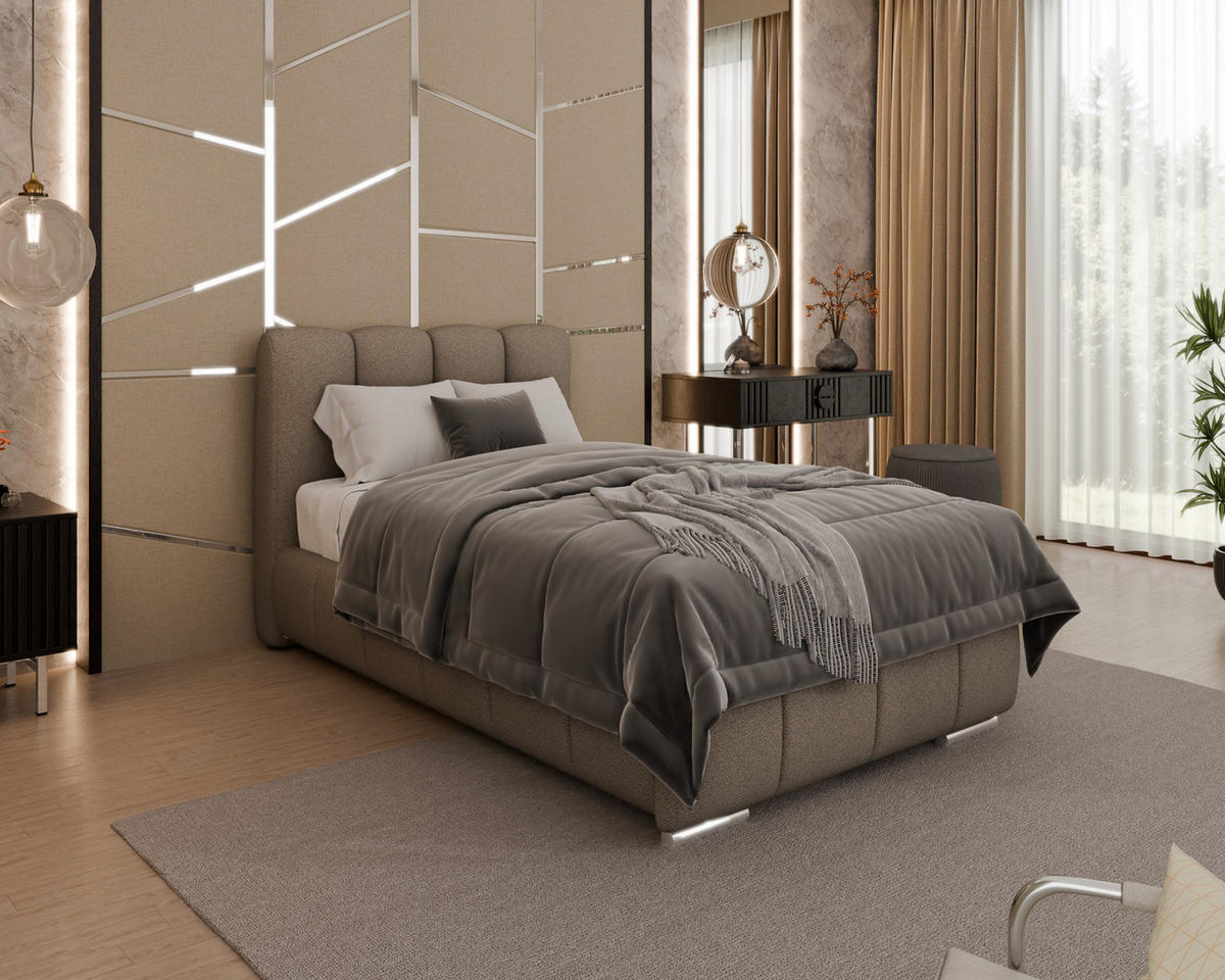 POLSTERBETT Zaira 100x200cm – Elegantes Polsterbett für modernen Wohnstil , ohne matratze, braun - Braun, Holz (100/200cm) - Homesy