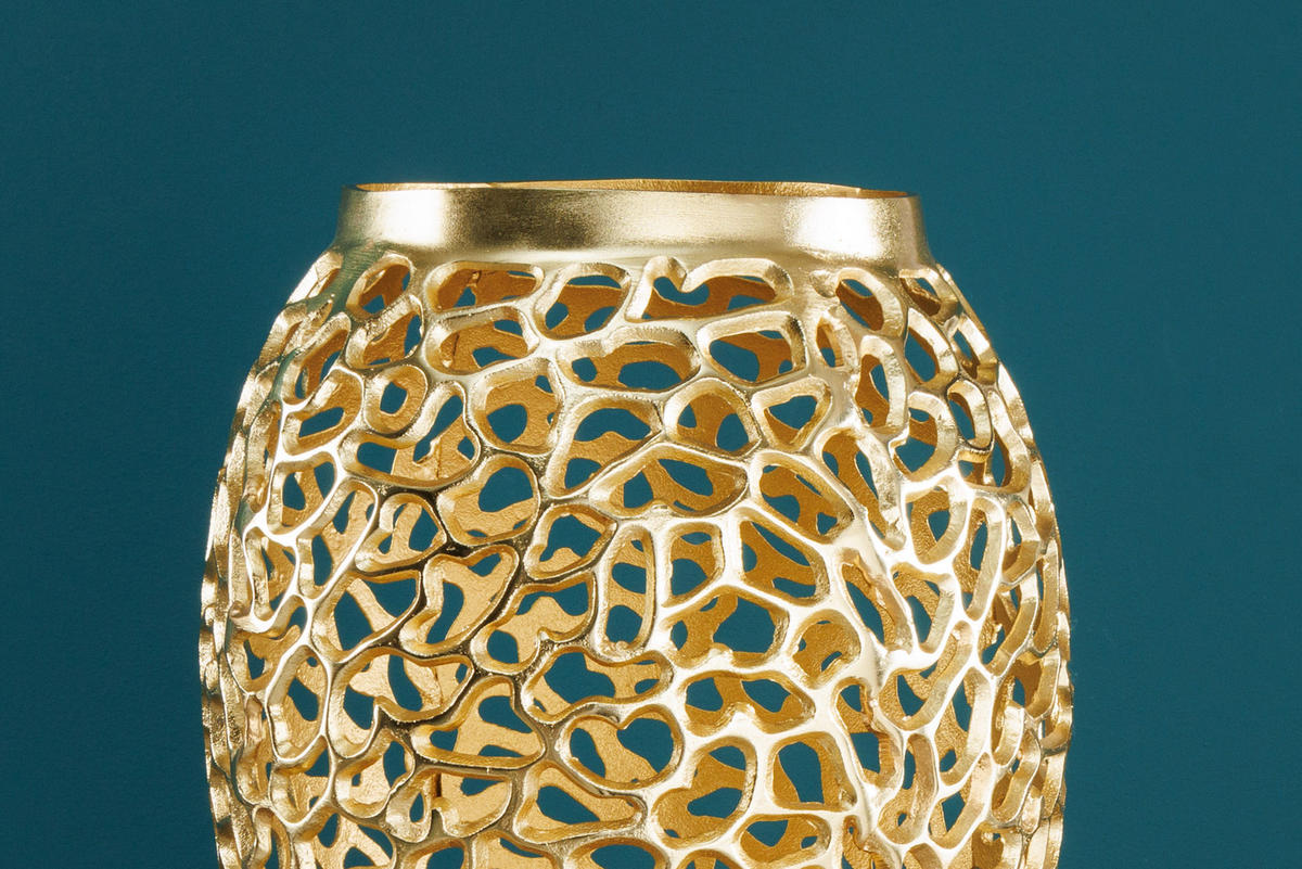 VASE ABSTRACT LEAF Metall Gold 34 cm - Goldfarben, Metall (92cm) - riess-ambiente