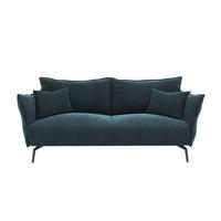 SCHLAFSOFA GERADE Samt Pfauenblau 180cm - Hellblau, Textil (180/90/105cm) - Sia Home