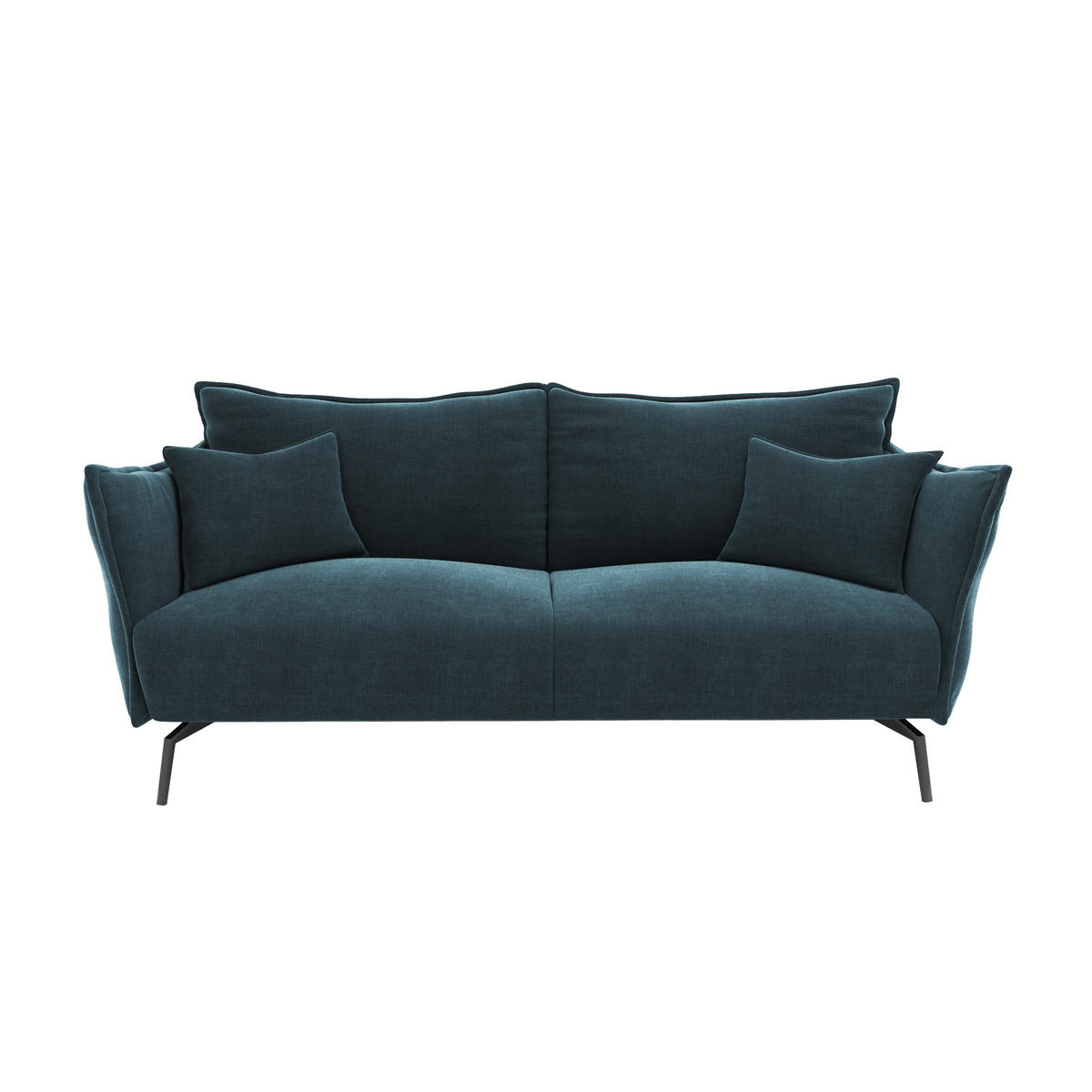 SCHLAFSOFA GERADE Samt Pfauenblau 180cm - Hellblau, Textil (180/90/105cm) - Sia Home