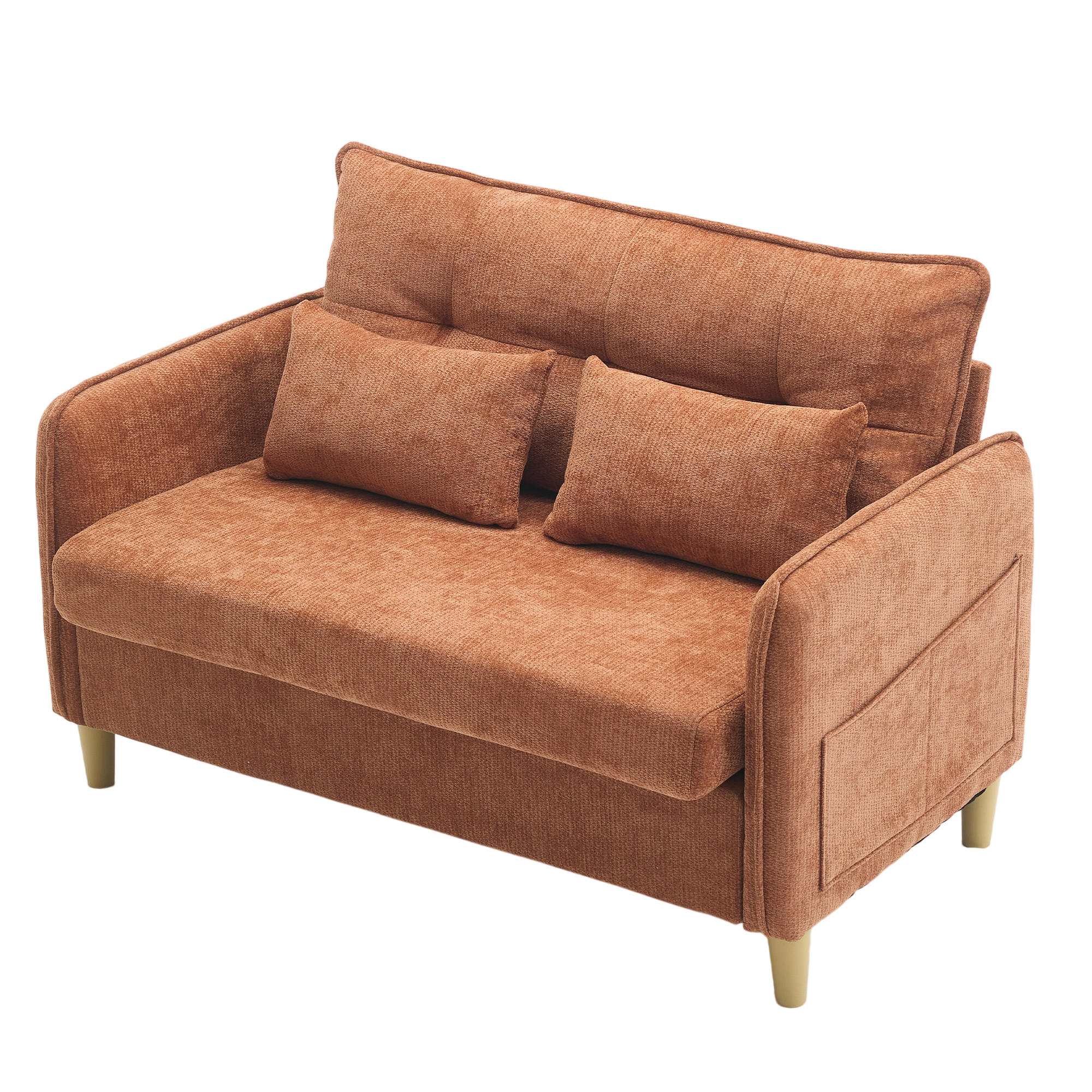 2-SITZER-SOFA DE-33995 mit Seitentaschen Braun - Braun, Holz (75.5/83/127cm) - ComfortXL