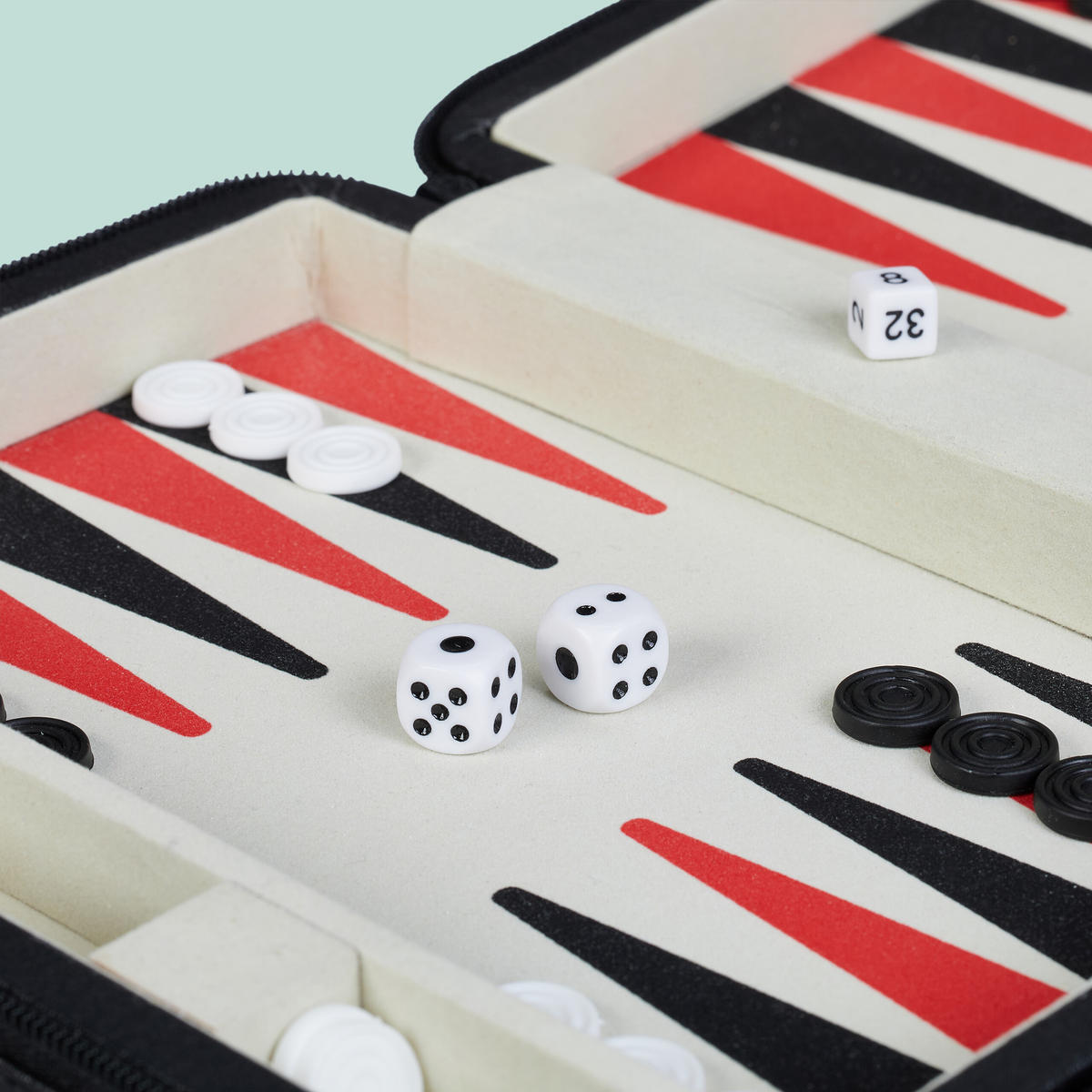 BACKGAMMON - Schwarz, Holzwerkstoff/Kunststoff (24/18cm) - Relaxdays