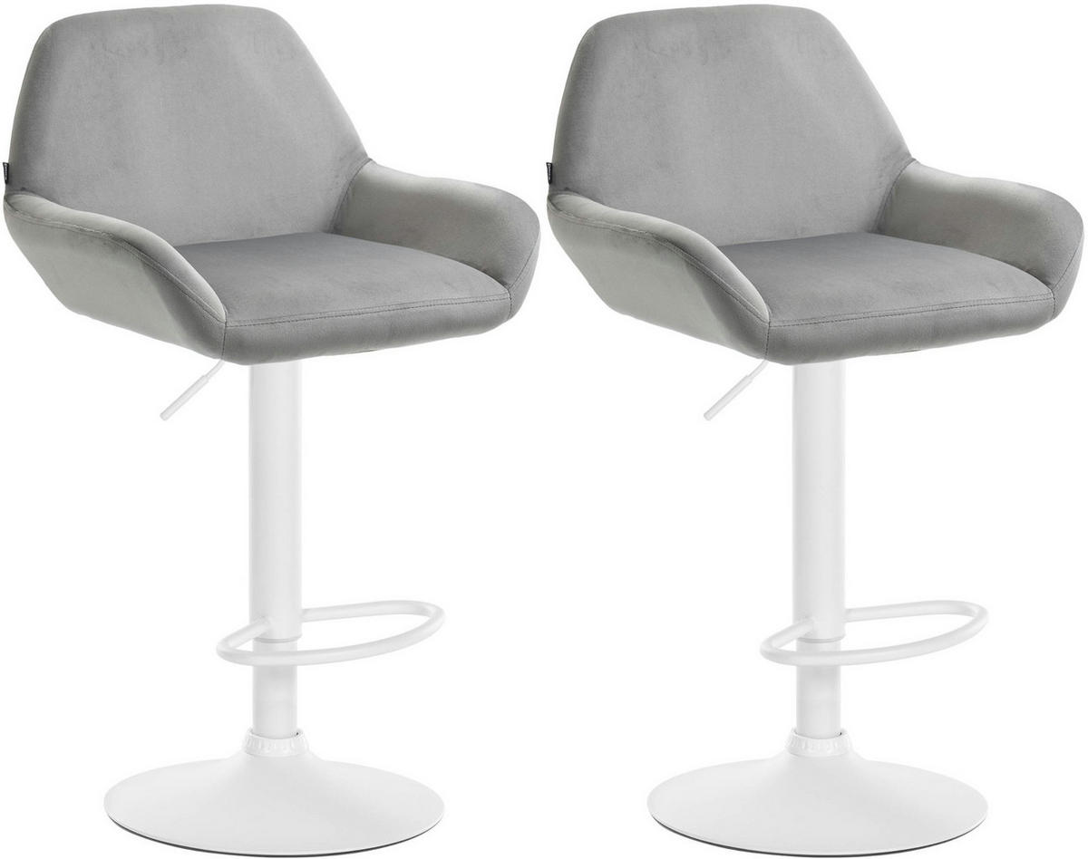 BARHOCKER 2er Set Samt Grau - Weiß/Grau, Textil/Metall (51/89/52cm) - CLP
