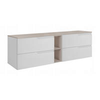 WASCHBECKUNTERSCHRANK MODERN 140 cm mit Arbeitsplatte Farbe: Kaschmir mit einem Regal Farbe: Kaschmir - Weiß - Weiß, Holzwerkstoff (140/57/46cm) - Rodan
